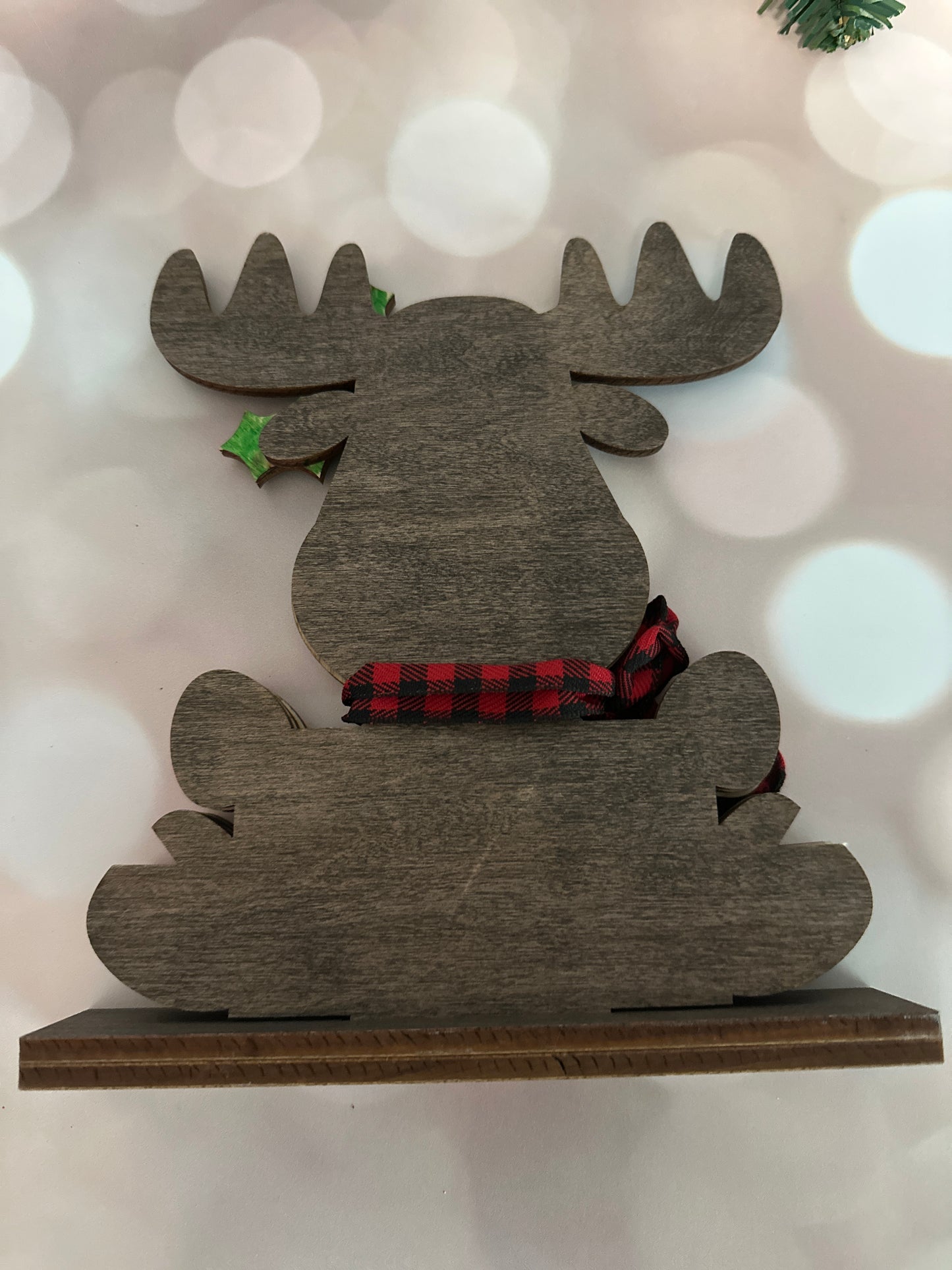 Christmas Moose on wooden stand