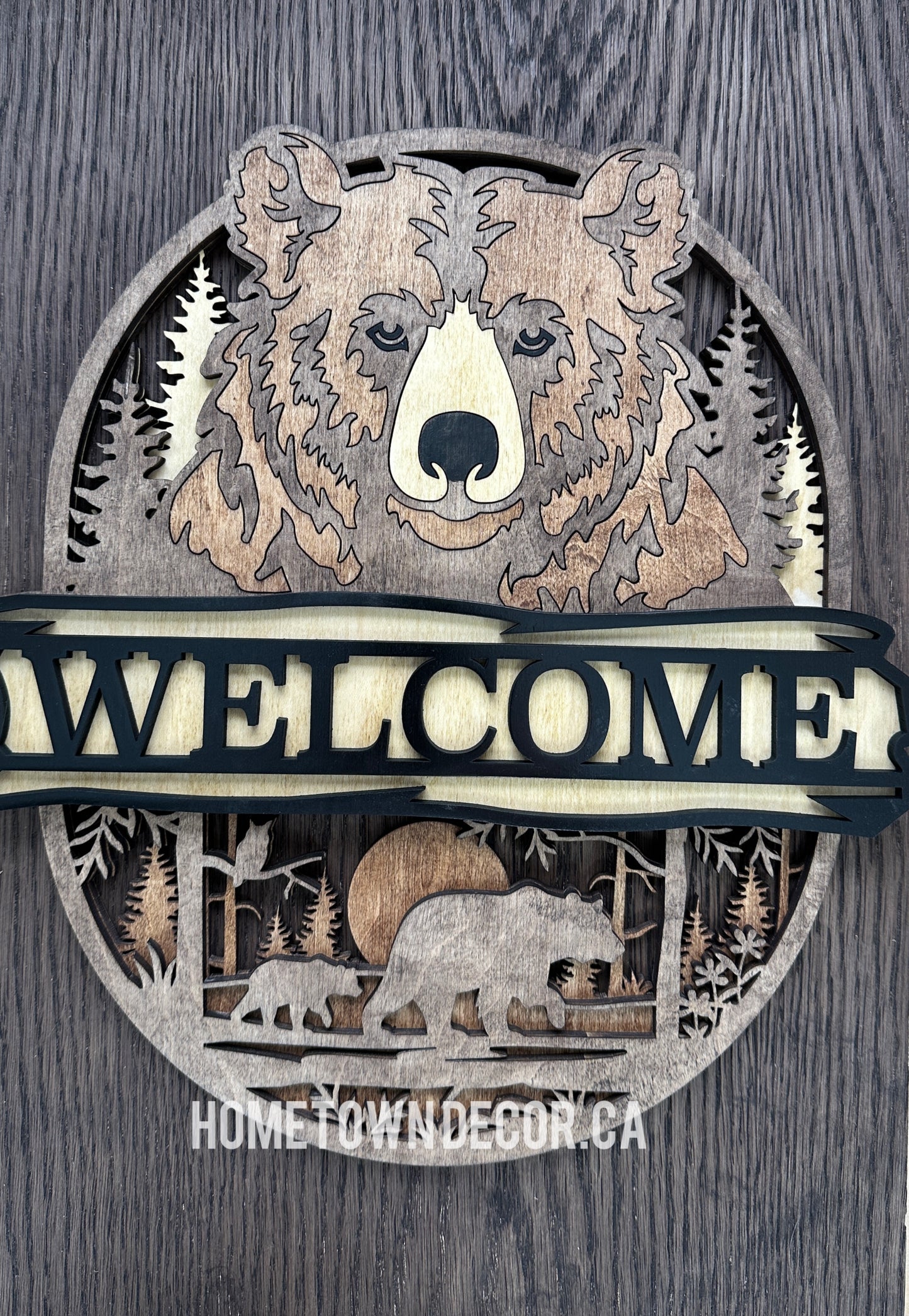 Bear Wooden Welcome Sign