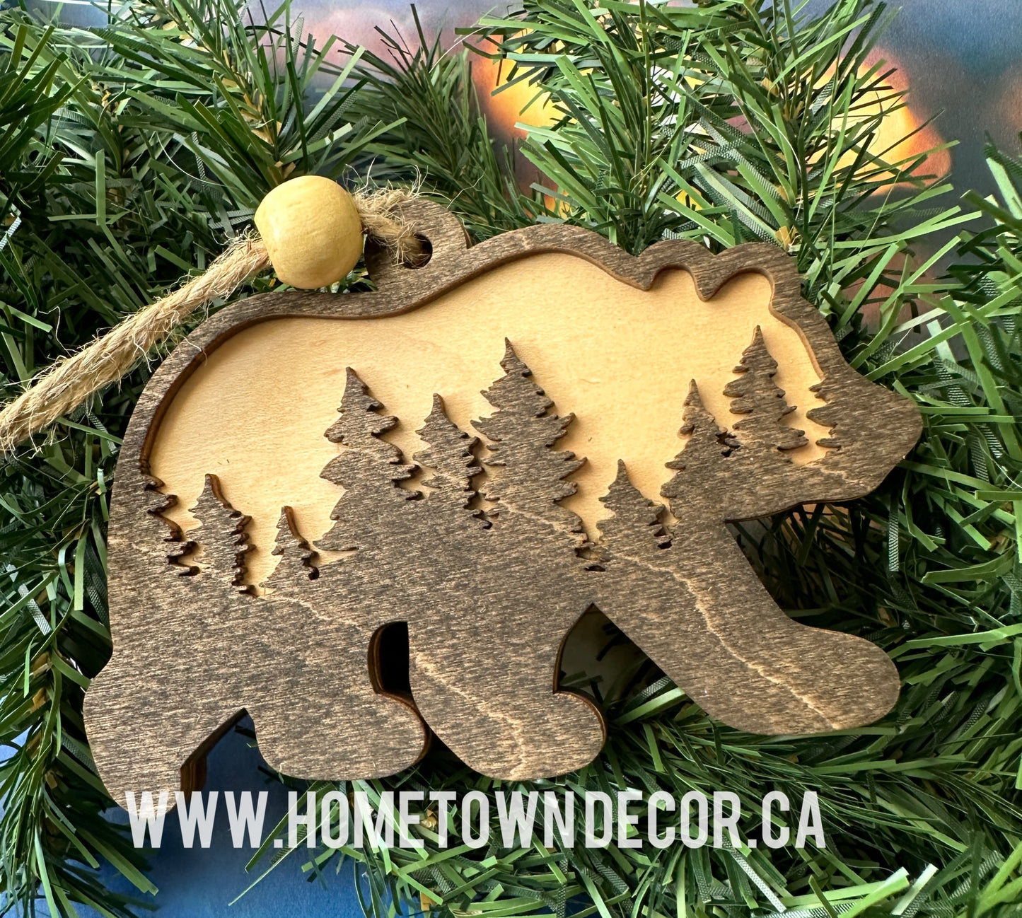 Bear Family wooden ornaments