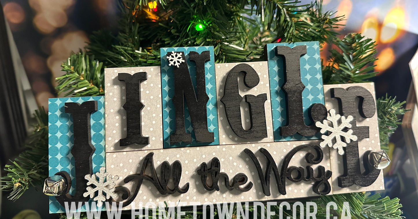 Jingle all the way wooden word Block kit