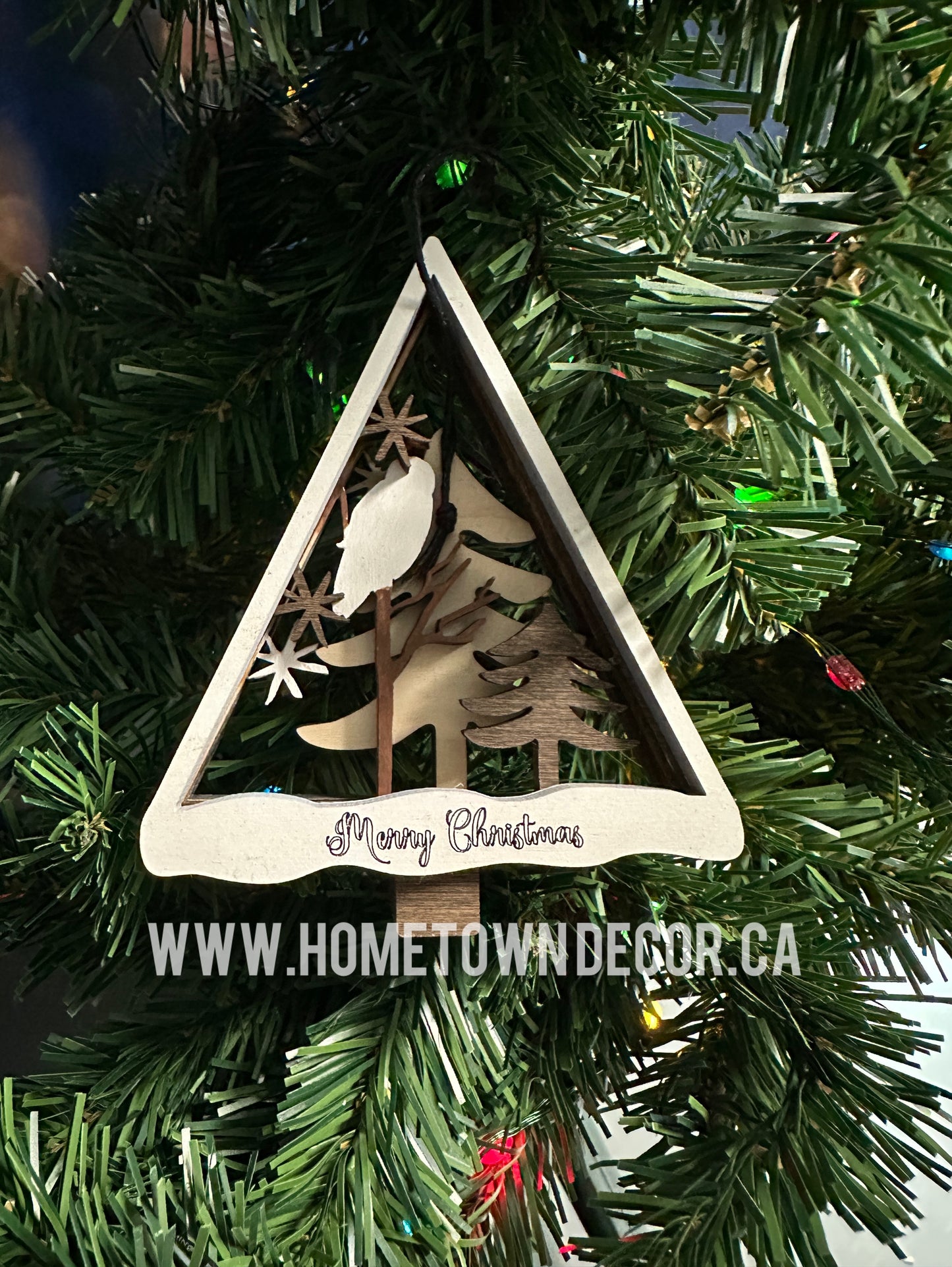 Woodland Animals in Trees four layers Ornaments or for Decor