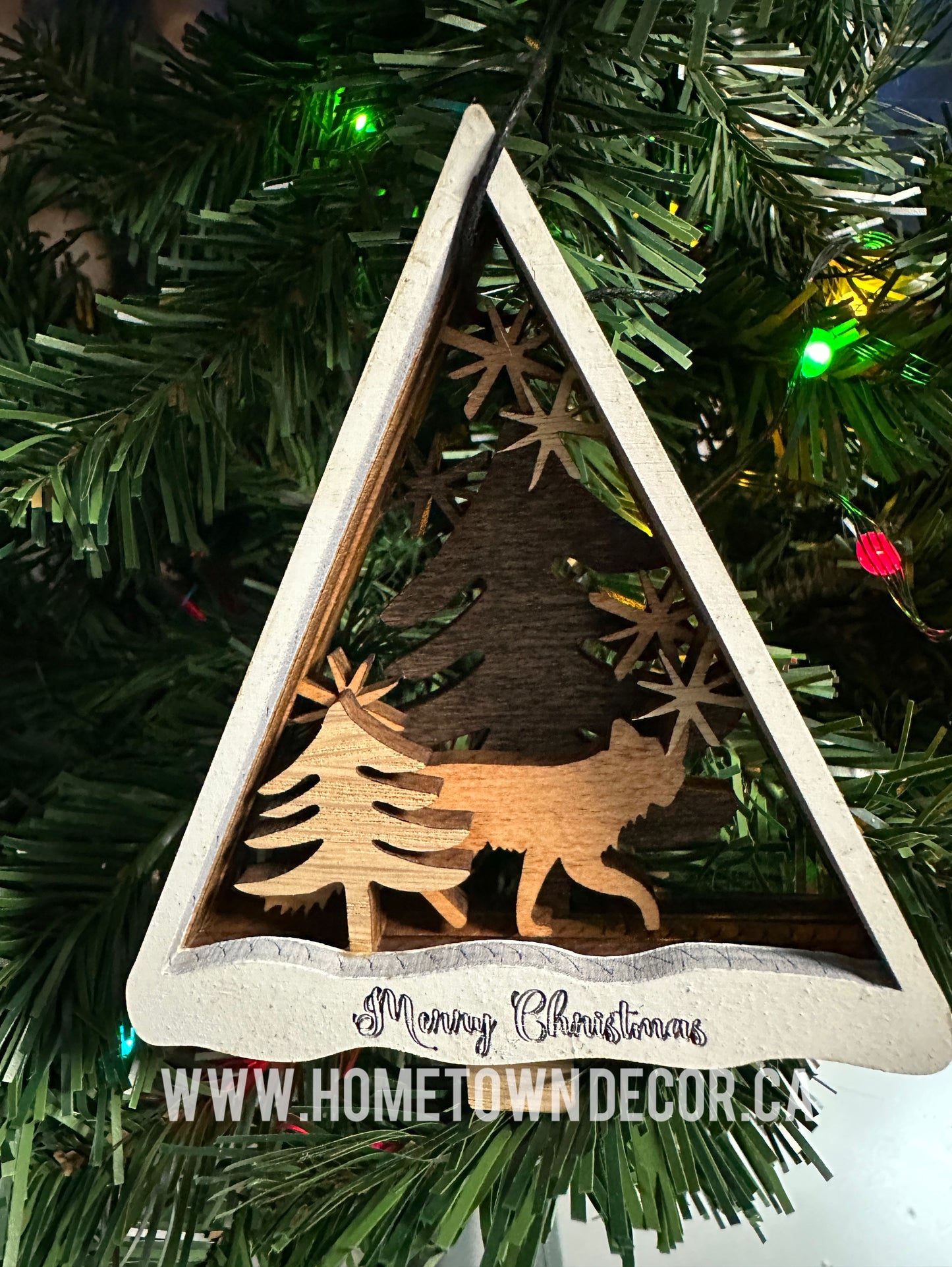 Woodland Animals in Trees four layers Ornaments or for Decor