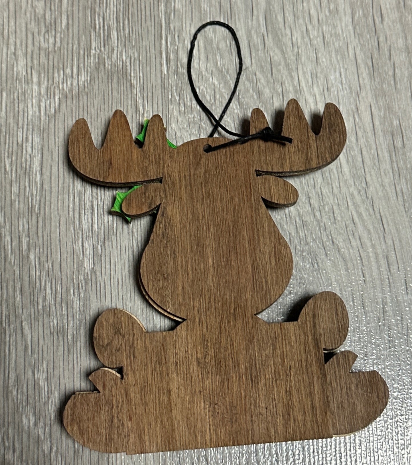 Moose wooden Christmas ornament