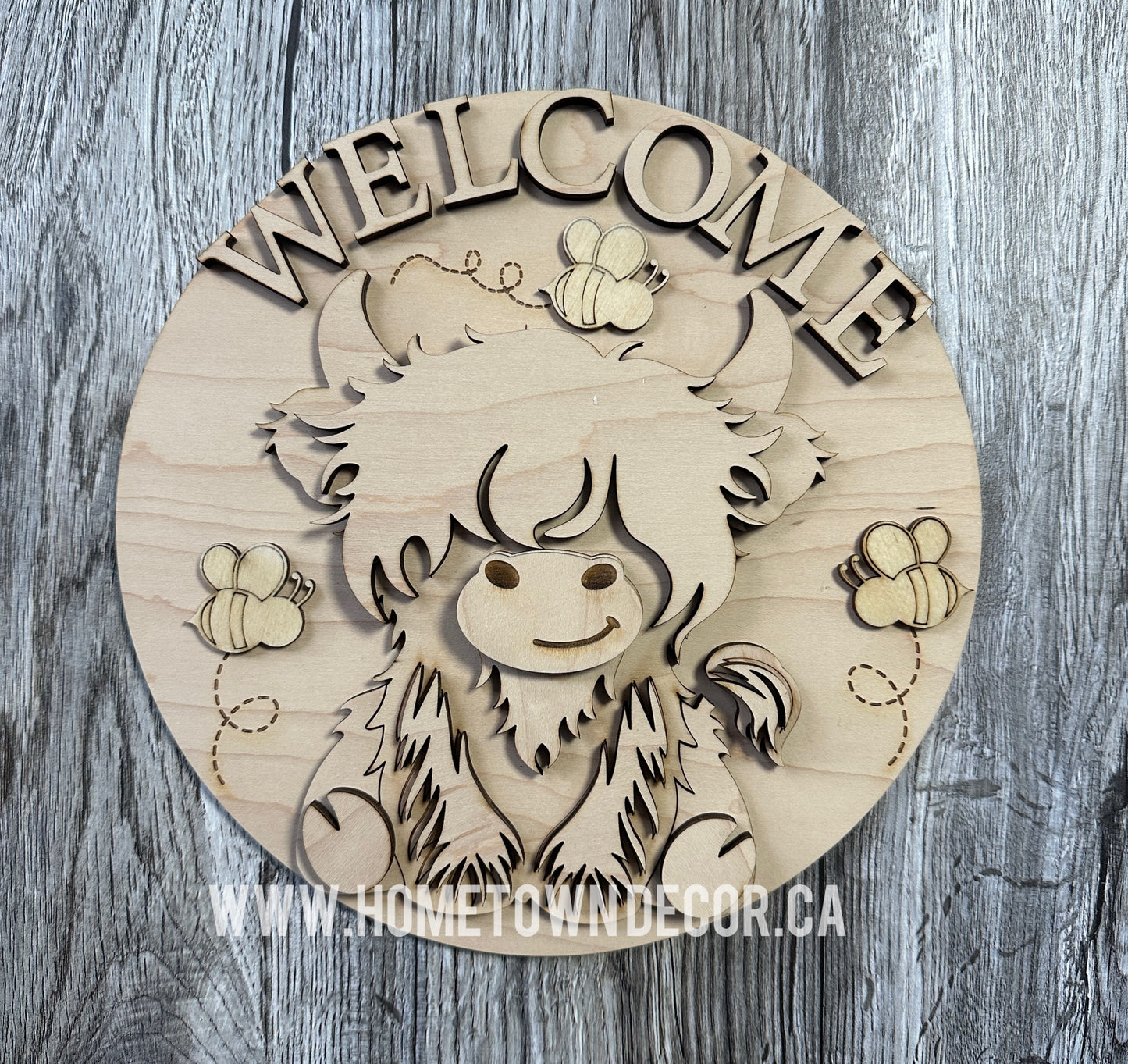 Highland Cow Welcome round sign DIY Kit