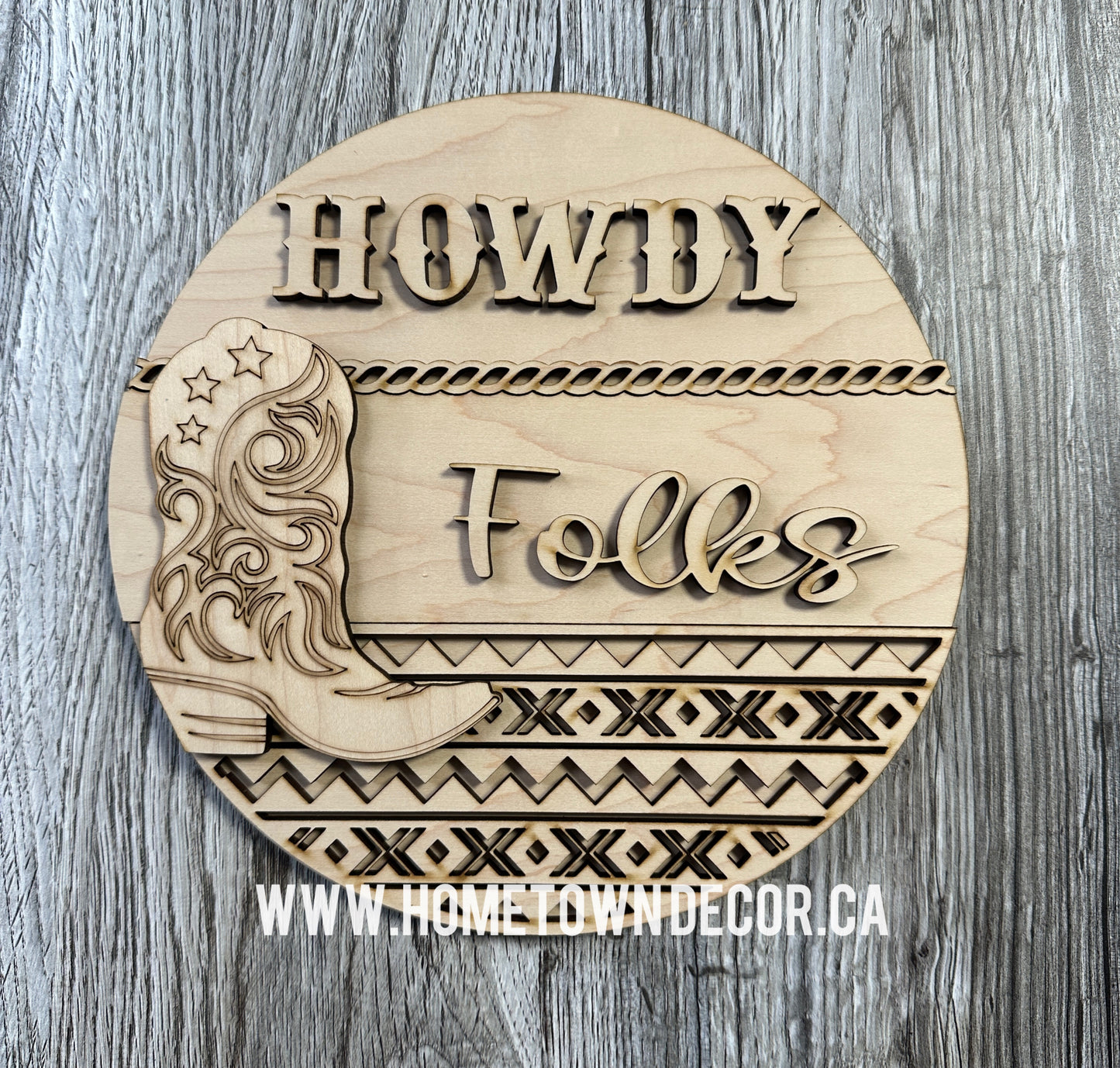 Howdy Folks Western themed round sign DIY Kit