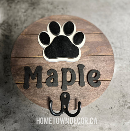Dog Leash Holder Personalized  Round