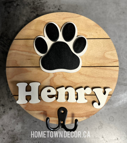Dog Leash Holder Personalized  Round