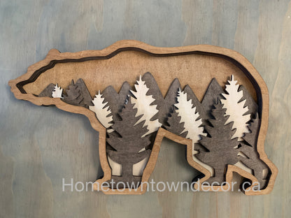 Bear with five layers stacked to give a 3D look