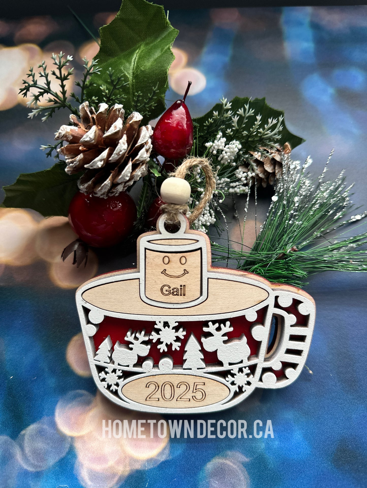 Personalized Marshmallows in a cup Family Ornament