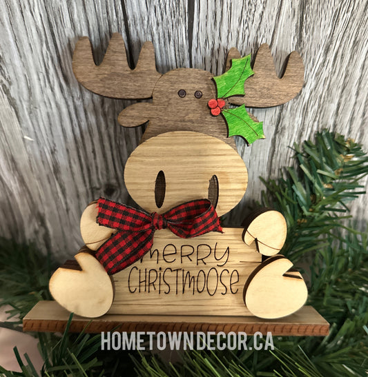 Christmas Moose on wooden stand