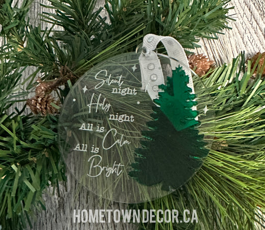 Silent Night 3D tree clear acrylic ornament