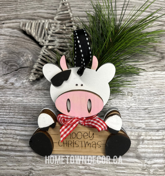 Mooey Christmas adorable cow ornament