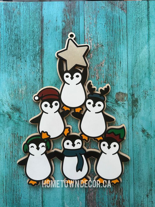 Penguin Christmas hanging sign