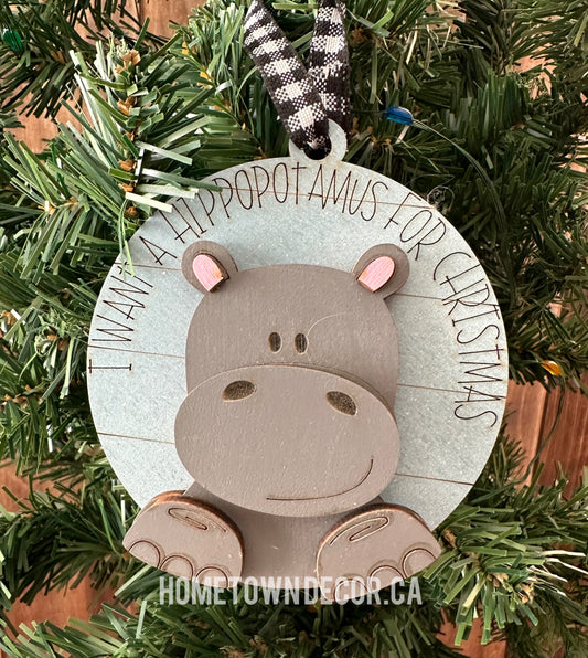Hippopotamus Christmas ornament