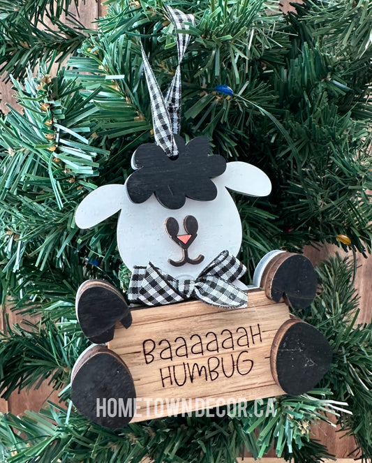 Baaaaaah Humbug adorable sheep ornament