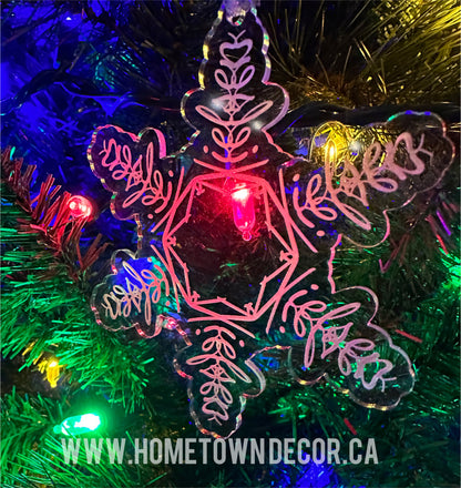 Personalized acrylic name snowflake ornament