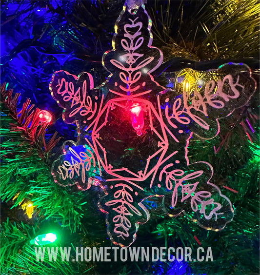Personalized acrylic name snowflake ornament