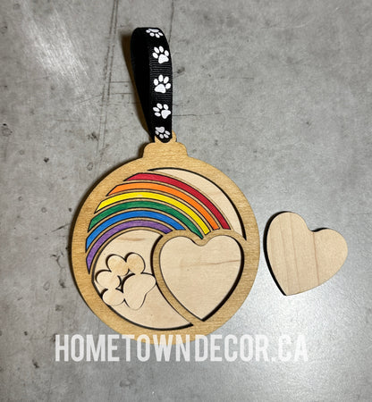 Pet Memorial item featuring a rainbow bridge and a spot for a photo