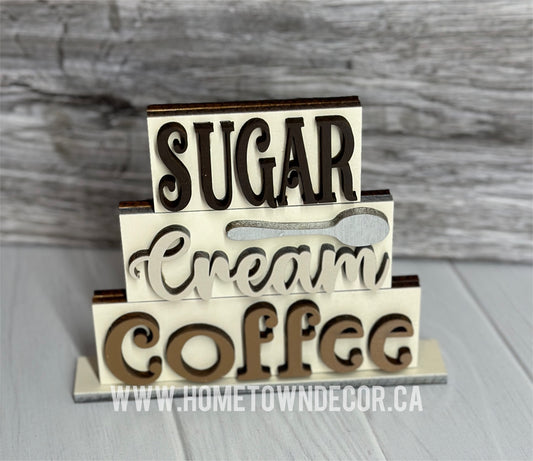Sugar, Cream, Coffee Mini Stacked Sign