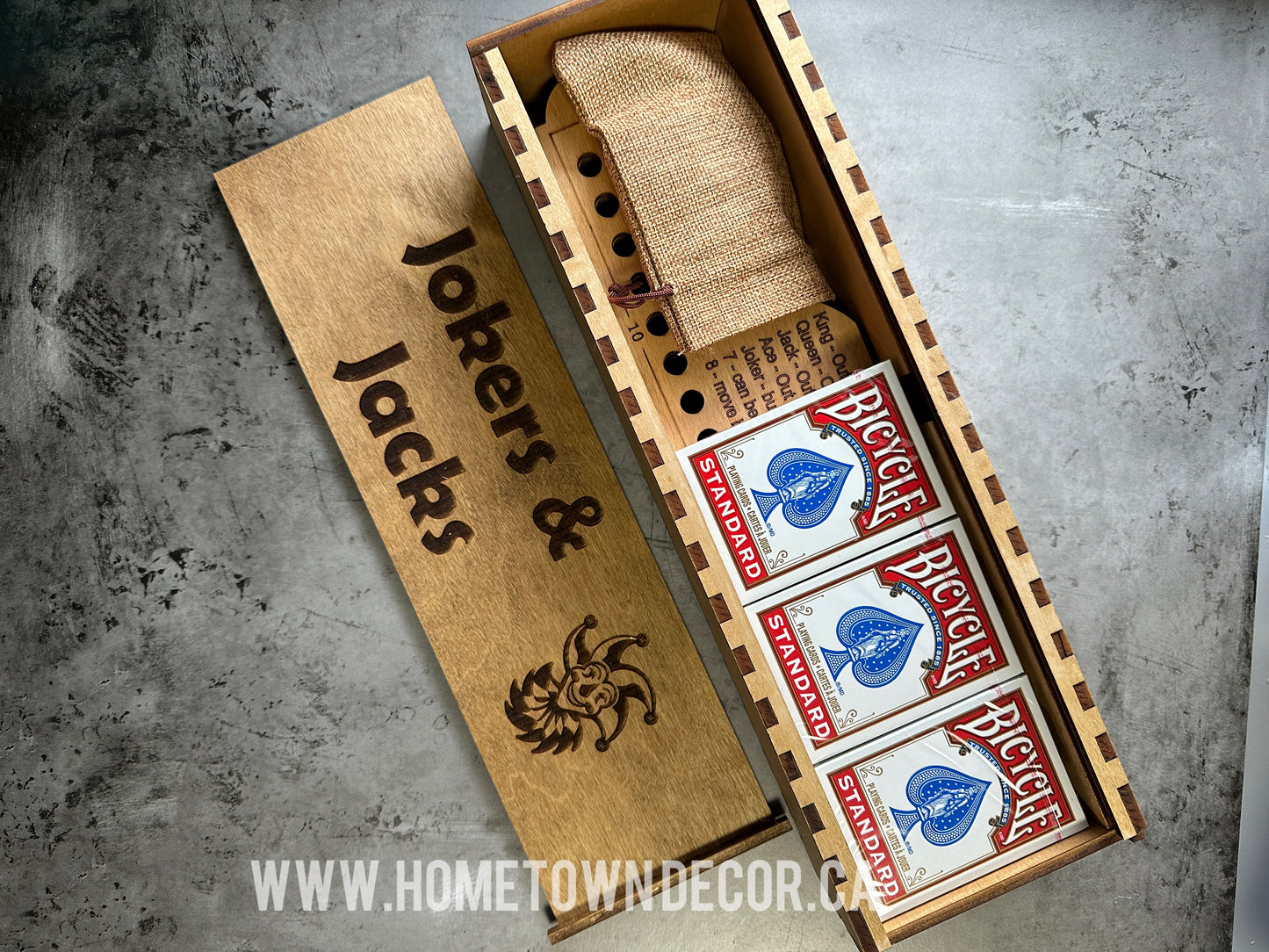 Jokers and Jacks Card and Marble Wooden Game