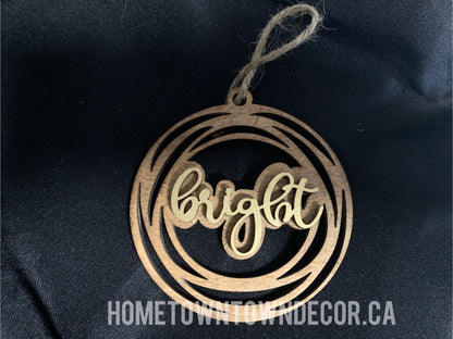 Wooden Spiral ornaments with Christmas words