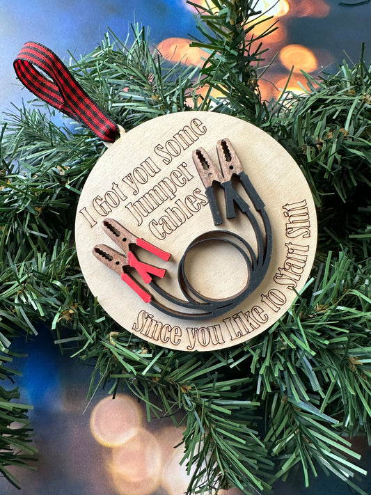 Jumper Cables Christmas Funny ornament
