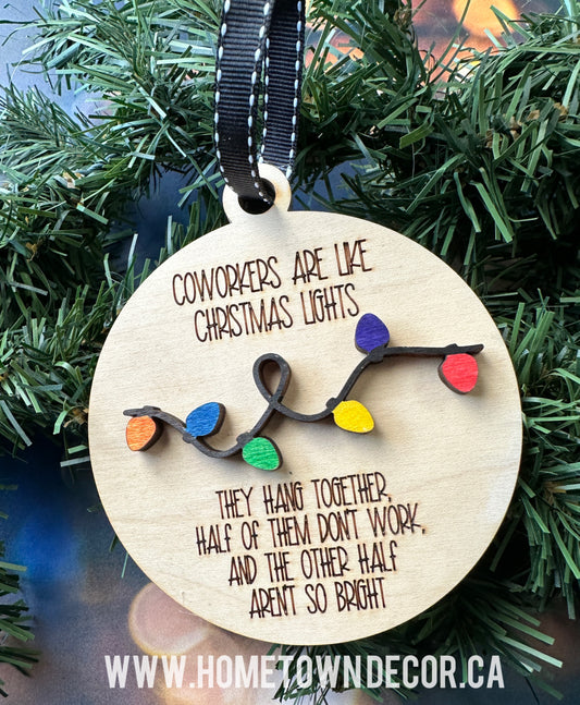 Co-Worker Christmas lights Funny ornament