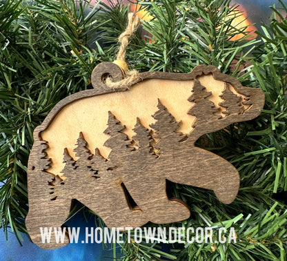 Bear Family wooden ornaments