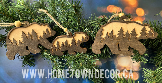 Bear Family wooden ornaments