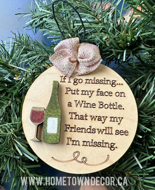 Wine Bottle Friends funny ornament