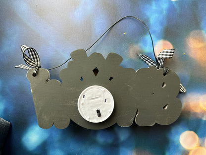 Light up Snowman "Noel"  layered wooden ornament