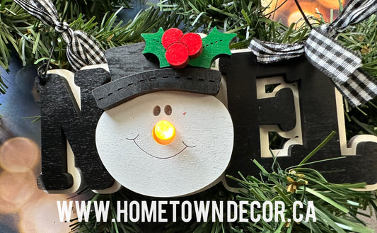 Light up Snowman "Noel"  layered wooden ornament