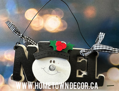 Light up Snowman "Noel"  layered wooden ornament