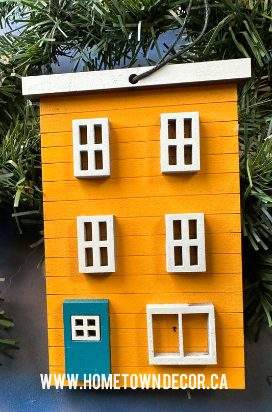 Jellybean Row Houses St.John's Newfoundland ornament  Yellow