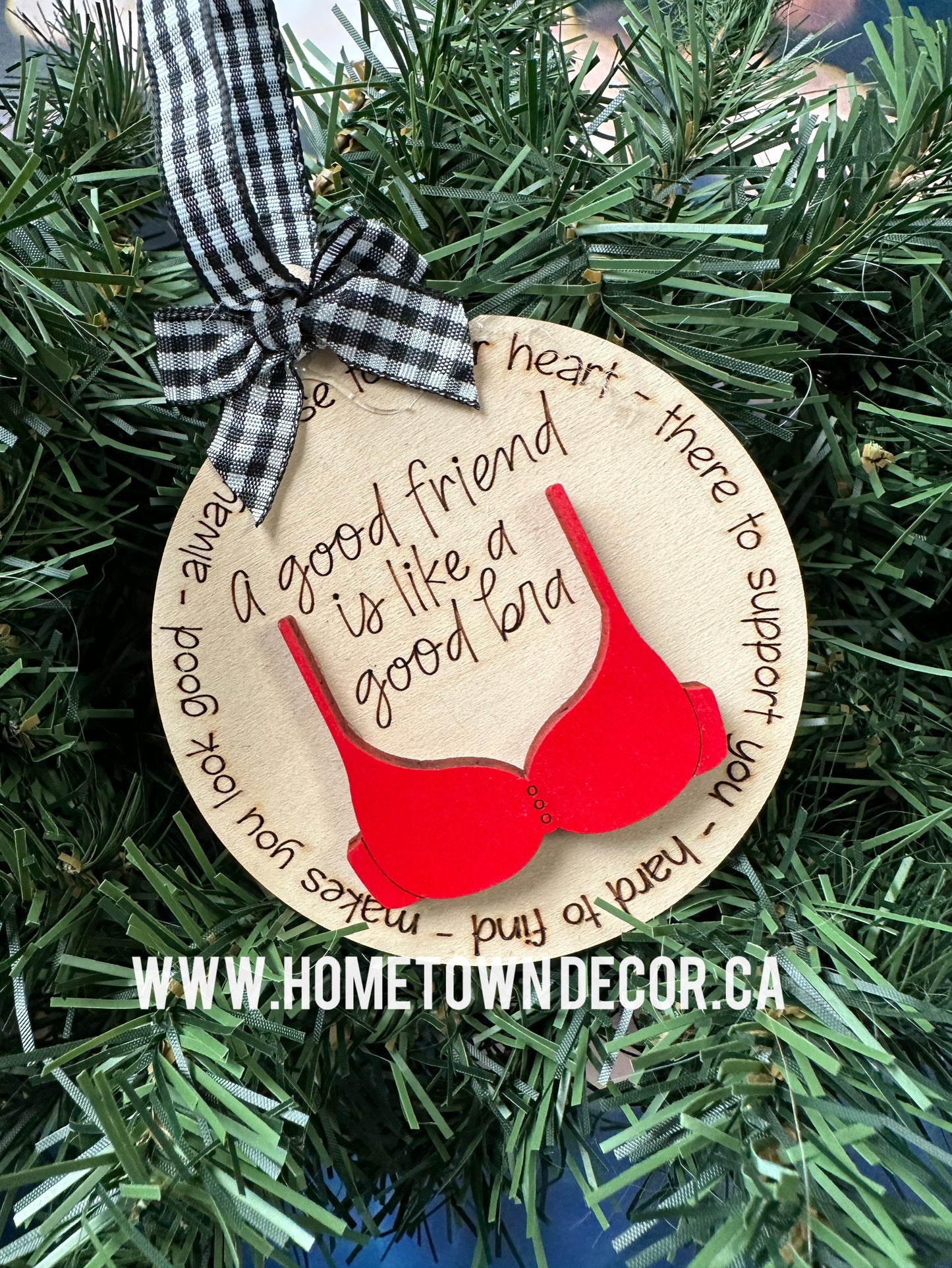 Good Friends are like a good Bra Funny Christmas ornament