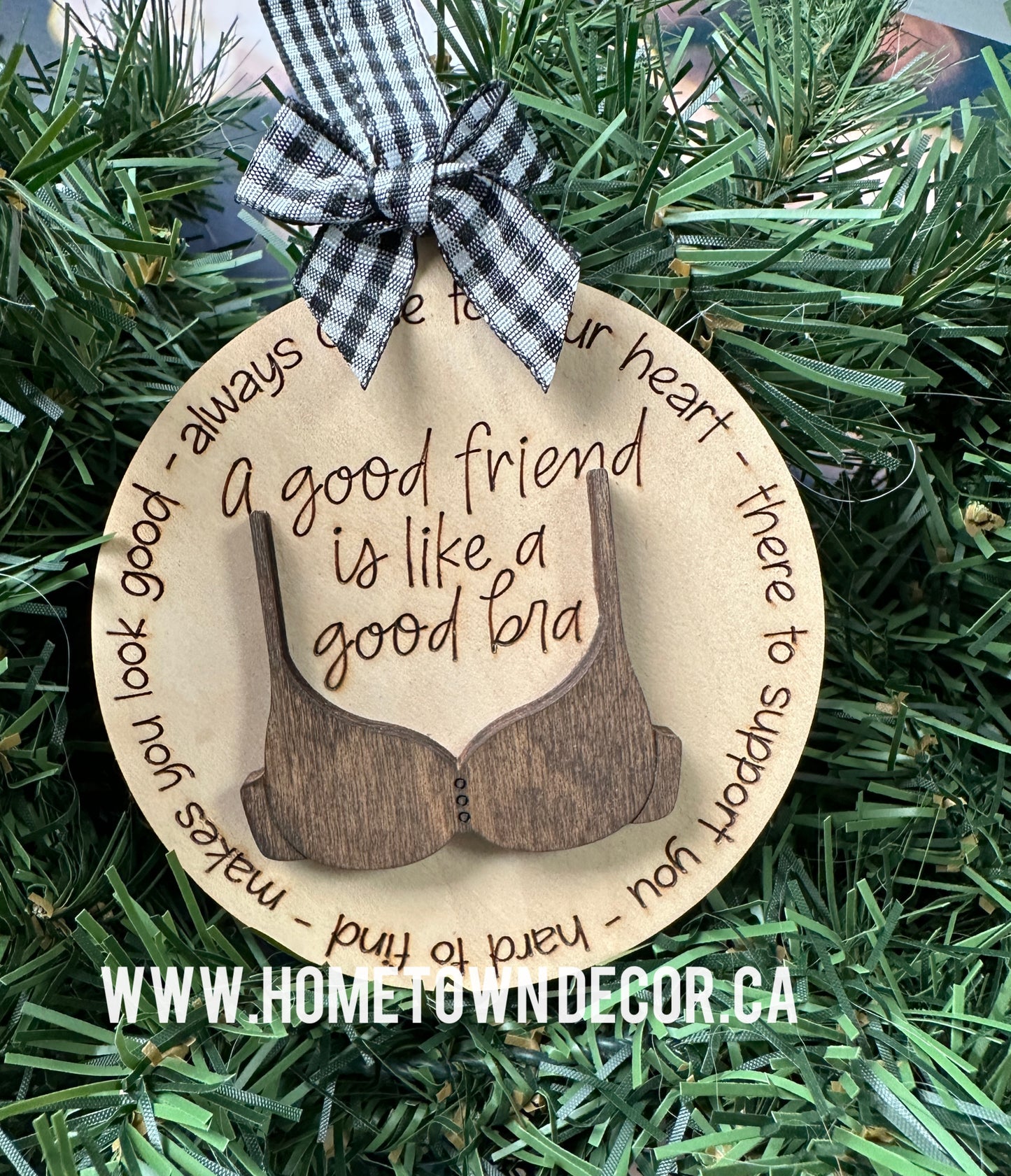 Good Friends are like a good Bra Funny Christmas ornament