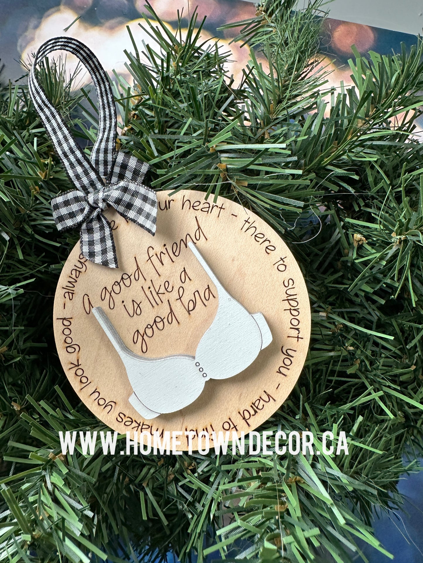 Good Friends are like a good Bra Funny Christmas ornament