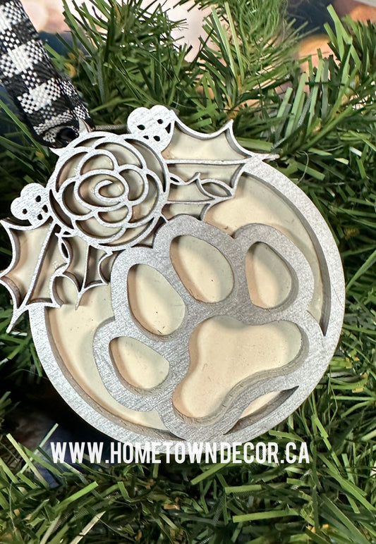 Pet Paw 2 layered ornament
