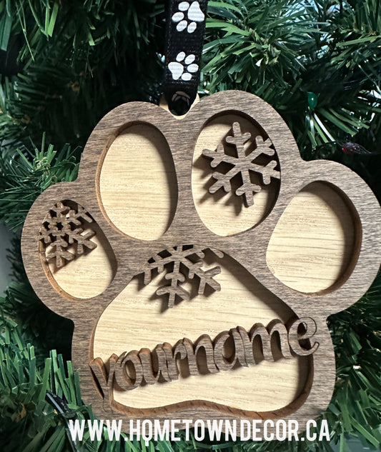 Personalized Pet Paw ornament