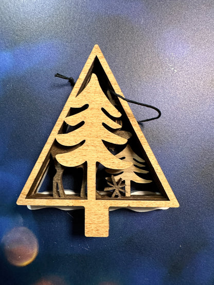 Woodland Animals in Trees four layers Ornaments or for Decor