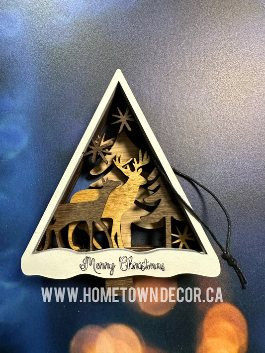 Woodland Animals in Trees four layers Ornaments or for Decor