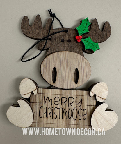 Moose wooden Christmas ornament