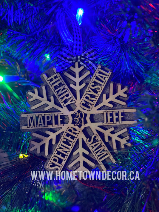 Personalized dated Family Snowflake ornament