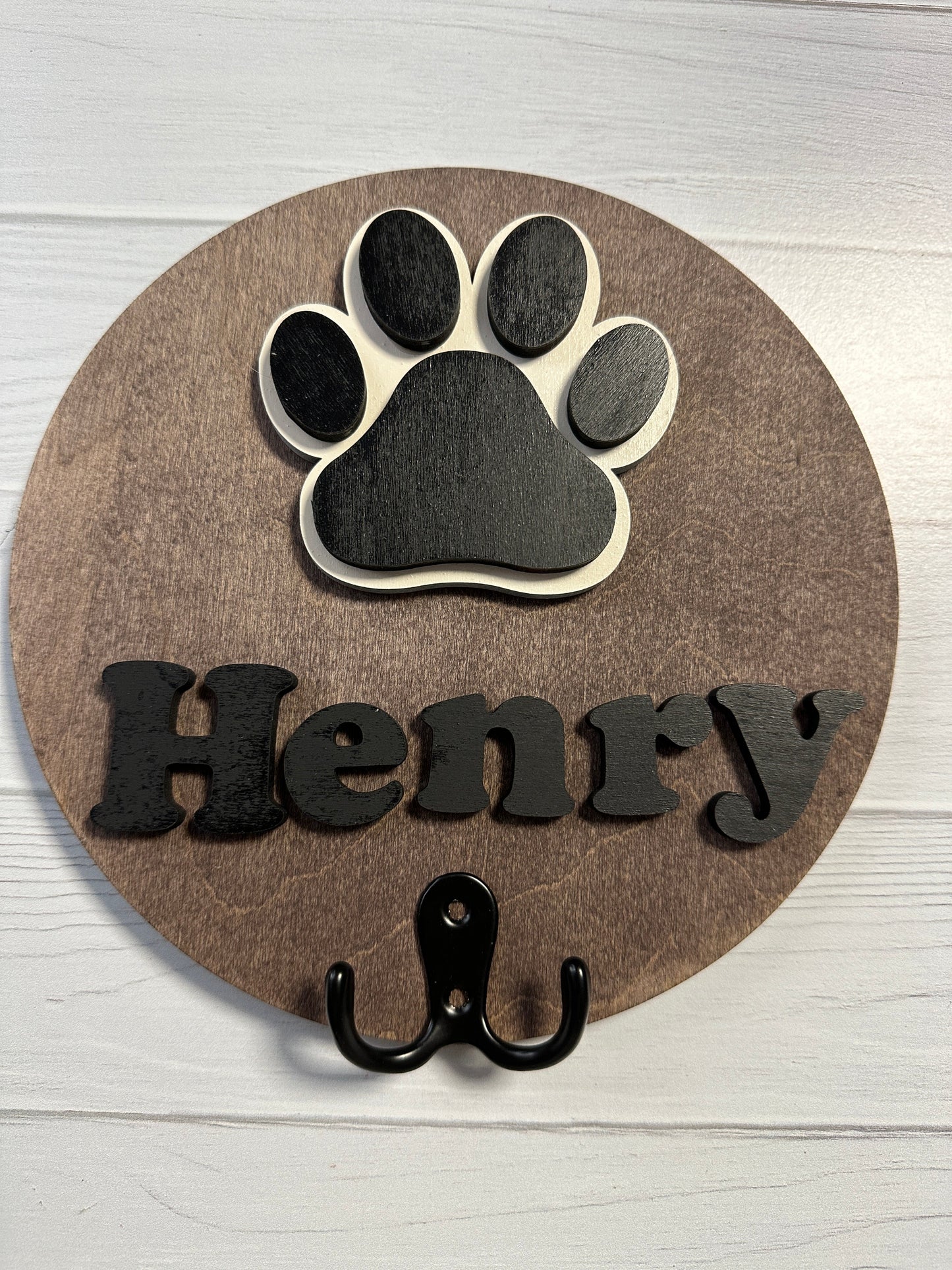 Dog Leash Holder Personalized  Round