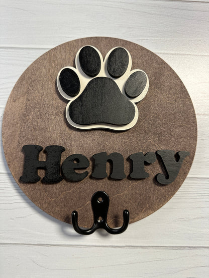 Dog Leash Holder Personalized  Round