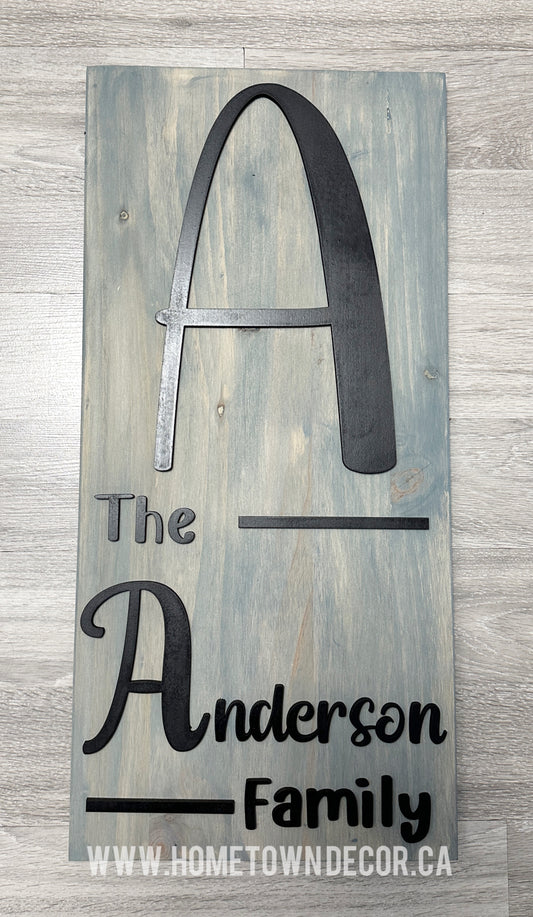 Vertical Name Sign