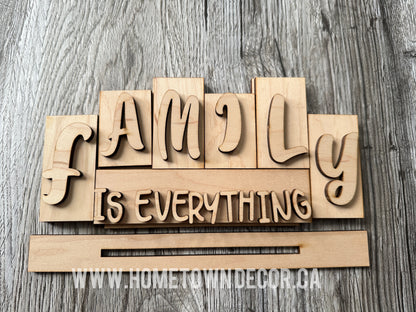 Family is everything  wooden word Block kit
