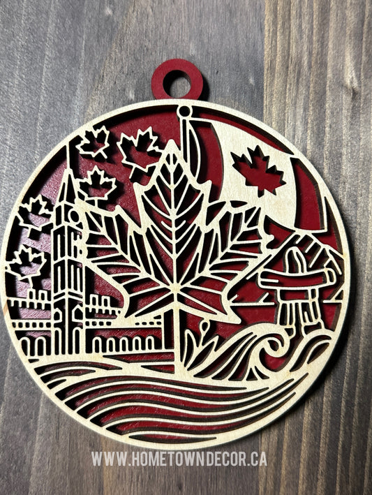 Canada Maple Leaf with Monuments mini round sign