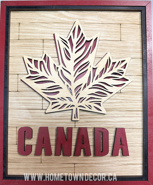 Canada sign with proud maple leaf